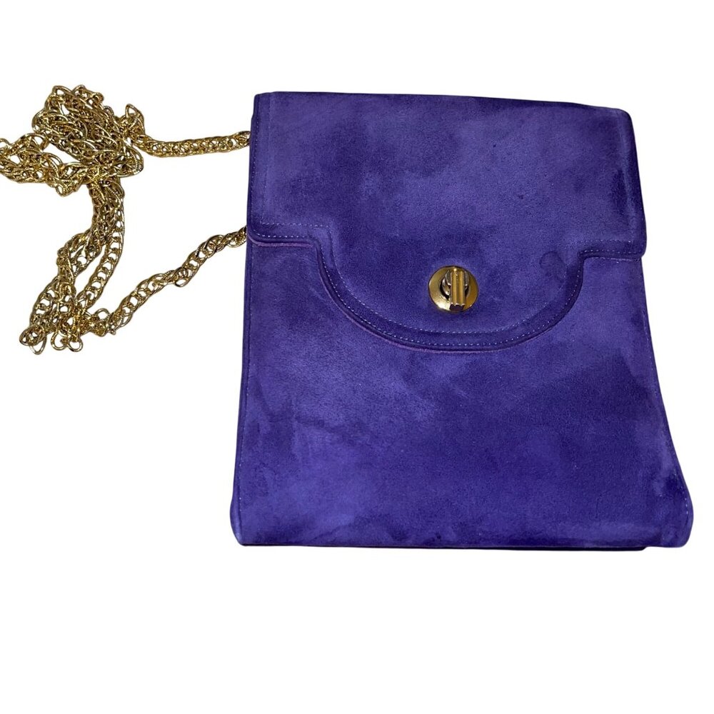 Frenchy of California Vintage Womens Chain Bag Purple Suede